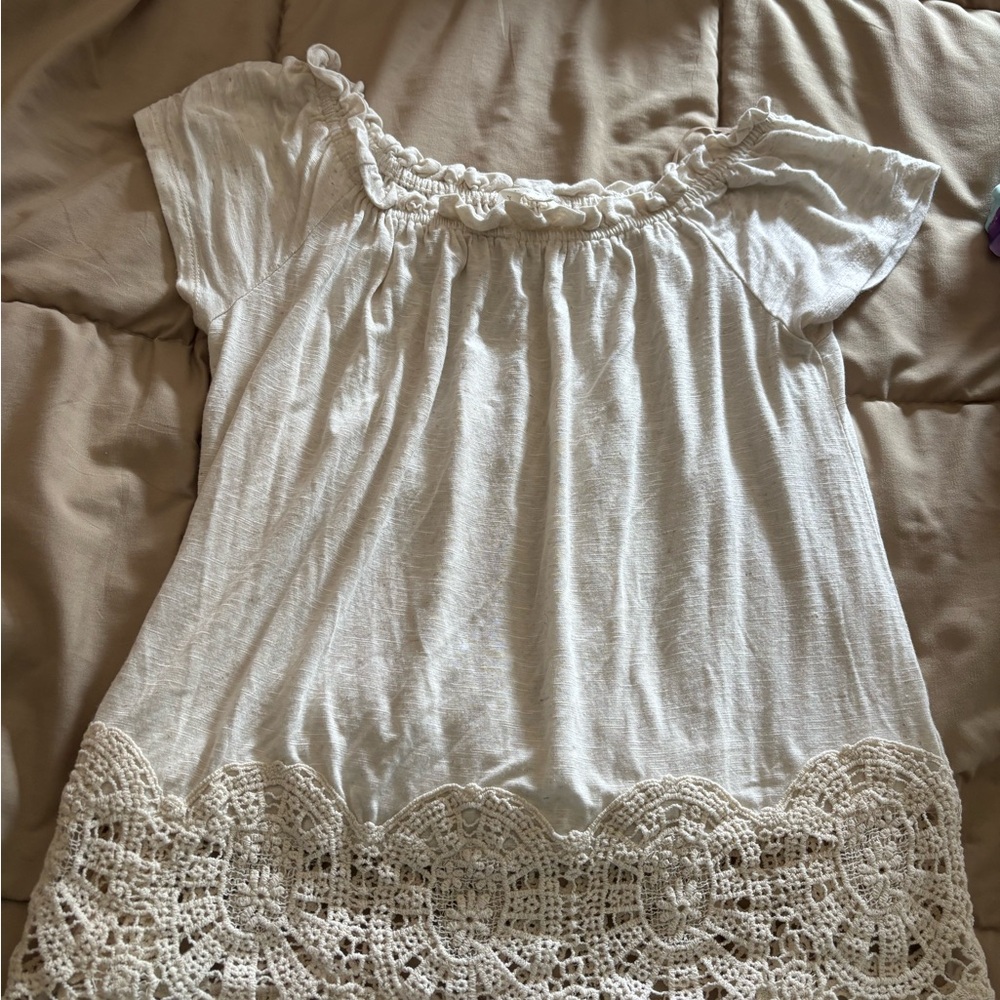 Diva Cream Crochet Accent Blouse